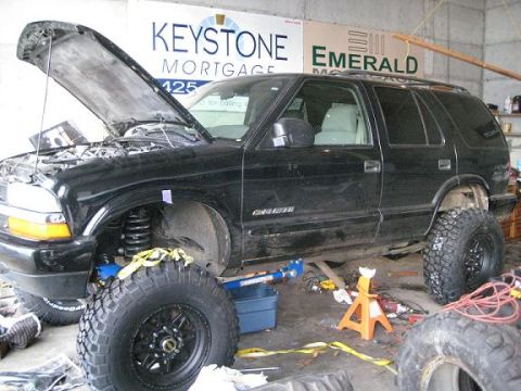 2004 Chevrolet Blazer - This 2004 Chevrolet Blazer is undergoing modifications, a lifted suspension and oversized off-road tires.