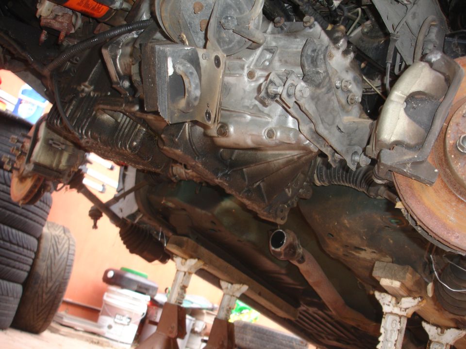 Photo of a vehicle undercarriage transmission and subframe