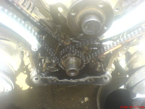 1992 Ford Crown Victoria - Close-up view of an engine's timing chain and gears.