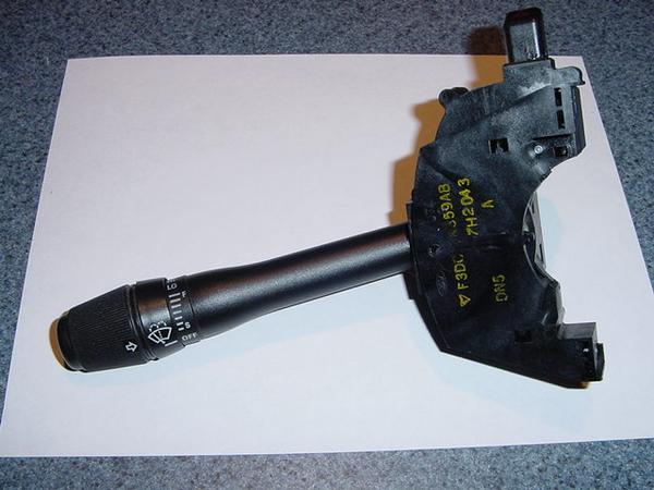 Windshield wiper stalk with controls for intermittent speed, washer fluid, and off