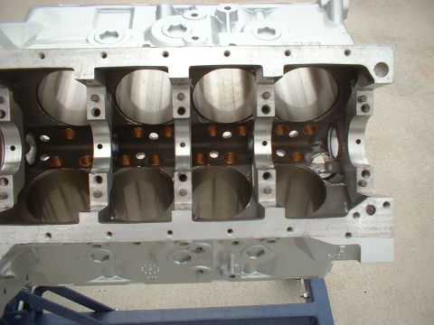 1969 Mercury Cyclone - Close-up of an engine block, showing the cylinder bores and internal components.