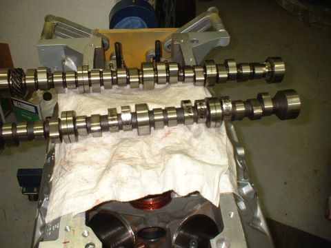1969 Mercury Cyclone - Original cam (foreground) and the new cam in the background. Several lobes were damaged on original shaft.