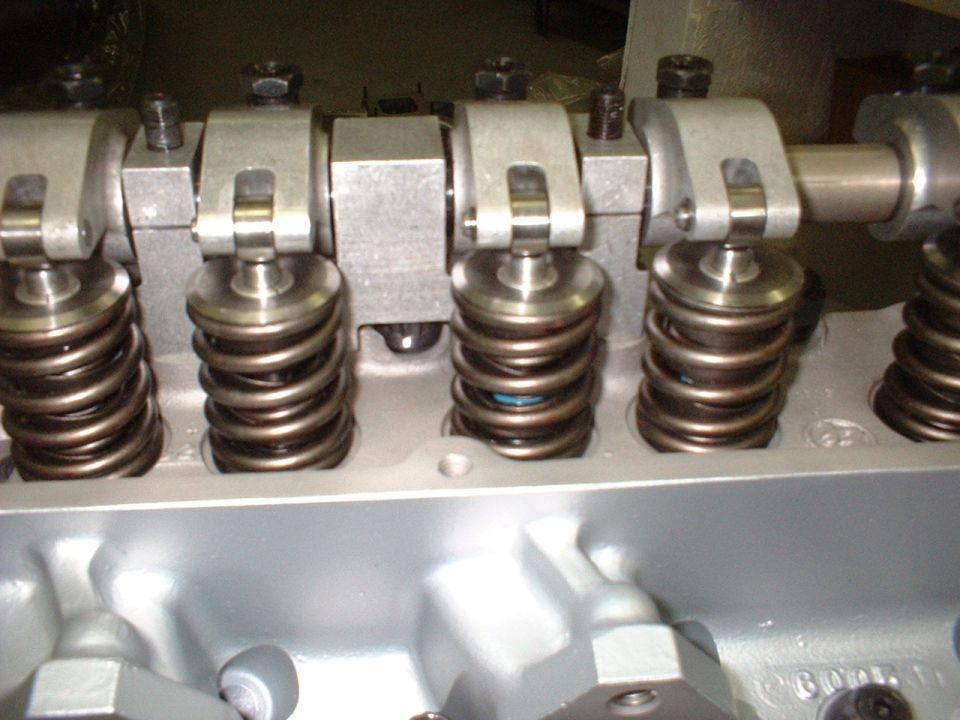 Close-up of engine valve springs and rocker arms