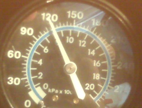 1995 Ford Bronco - A close-up of a gauge on a 1995 Ford Bronco shows the needle pointing between 120 and 150, with markings for 0, 2, 4, 6, 8, 10, 12, 14, 16,…
