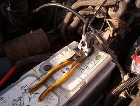 1983 Ford Bronco - The cable (along with any other wires to be attached) has been set in position in the new terminal, and positioned so that it is accessible…