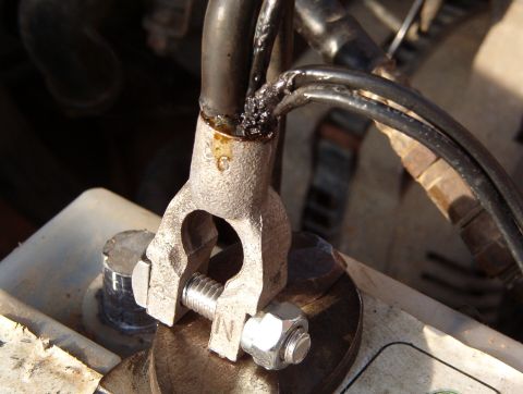 1983 Ford Bronco - Note that the solder totally fills the socket, and the heat was maintained long enough for some solder to wick up into the strands of all t…