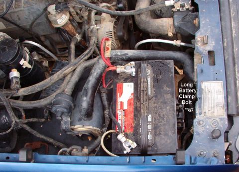1983 Ford Bronco - This '94 truck required 2 new terminals. Note that the amplifier's fuse wire was soldered into the positive terminal. Long battery clamp bo…