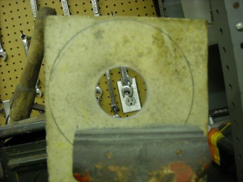 1979 Ford F-150 - Workbench scene with tools, a vise, and an electrical outlet visible through a cutout.