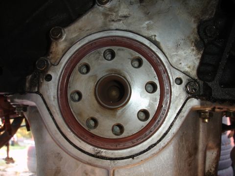 1995 Ford Taurus - This image shows the rear main seal of an engine, a critical component for preventing oil leaks from the crankshaft.