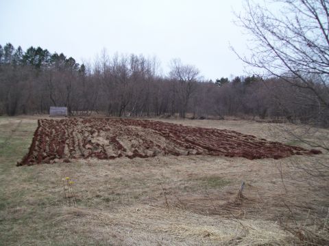 2000 Chevrolet Tahoe - A large field has been plowed, with a small wooden shed visible in the distance among the trees.