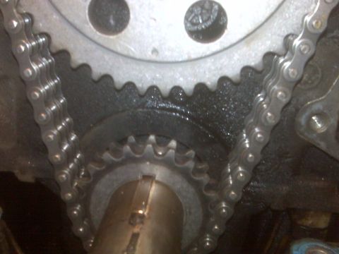 1995 Ford Bronco - Engine timing chain and gears are visible in this close-up mechanical view.