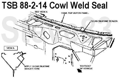 1983 Ford Bronco - TSB 88-02-14 Cowl Top Weld Joint Water Leak Publication Date: JANUARY 20, 1988 LIGHT TRUCK: 1988 F-SERIES, BRONCO ISSUE: Water entering the…
