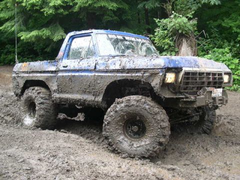 1979 Ford Bronco - This 1979 Ford Bronco is covered in mud after navigating a challenging off-road course.