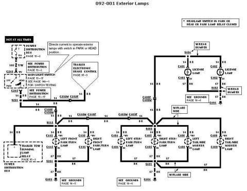 2007 Ford Mustang - Automotive wiring diagram for exterior lamps showing park/turn, stop/turn, tail and side marker lamps with color-coded circuits.