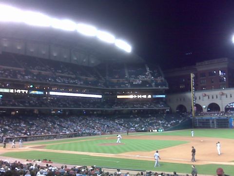 2008 Jeep Wrangler - A baseball game is in progress at a stadium with many spectators in the stands.