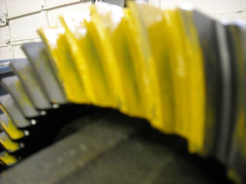1979 Ford F-150 - Close-up view of gear teeth, some of which are marked with yellow paint.