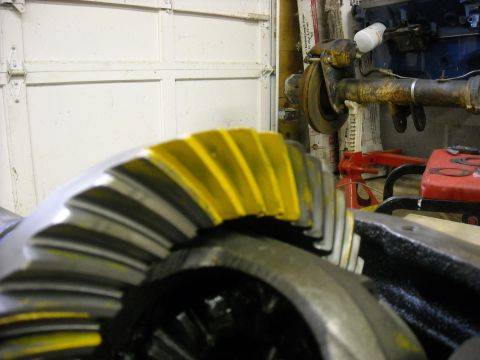 1979 Ford F-150 - A close-up view of differential gears, showing the teeth and yellow paint markings.