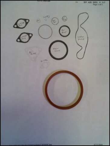 1994 Ford Probe - This diagram displays a gasket set, including components for the water pump, oil pump, and rear main seal.
