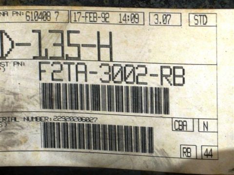 1992 Ford Bronco - Label shows part number F2TA-3002-RB and manufacturing date of February 17, 1992.
