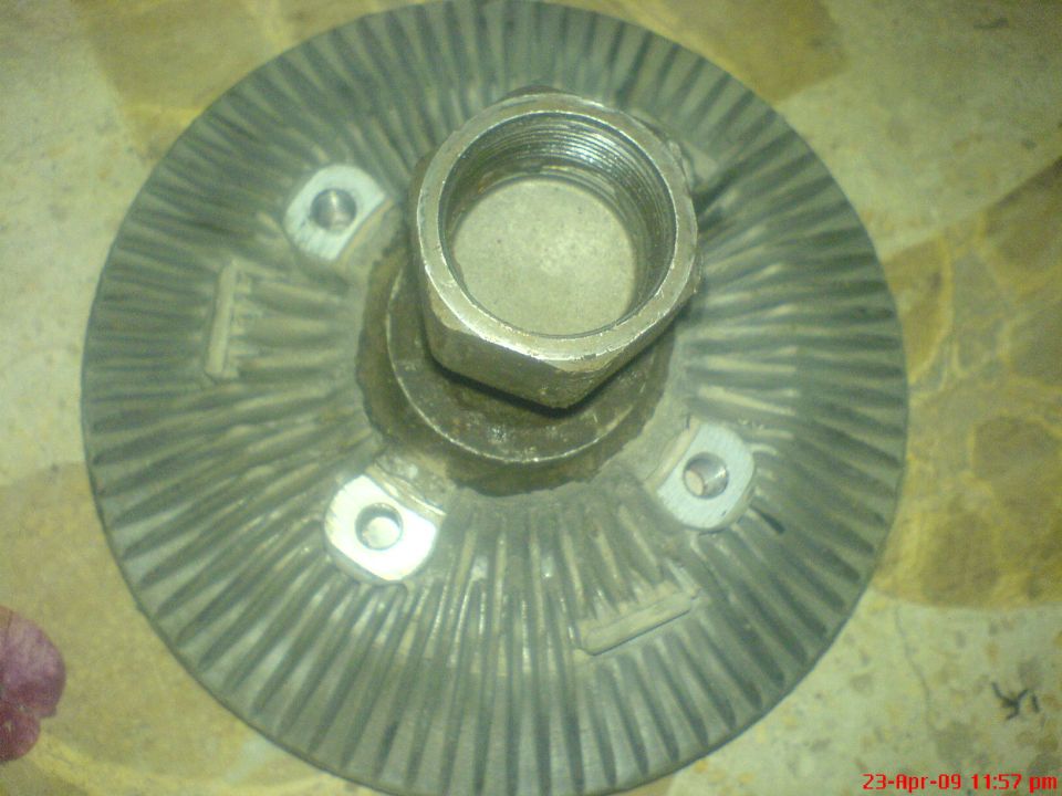 Fan clutch part with threaded center and mounting bolts