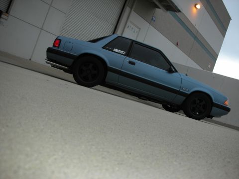 1990 Ford Mustang - This 1990 Ford Mustang 5.0 coupe features a light blue exterior and black wheels.