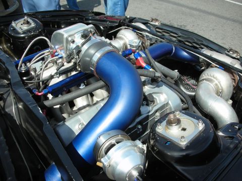 1992 Ford Crown Victoria - Custom engine bay twin turbochargers and extensive modifications.