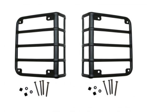 2008 Jeep Wrangler - Two black metal tail light guards are shown with screws and washers.