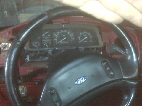 1995 Ford Bronco - Interior view of a 1995 Ford Bronco, the dashboard and steering wheel.