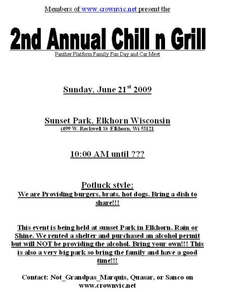 1997 Mercury Grand Marquis - This document is an advertisement for a car meet event, not a photograph of a vehicle.