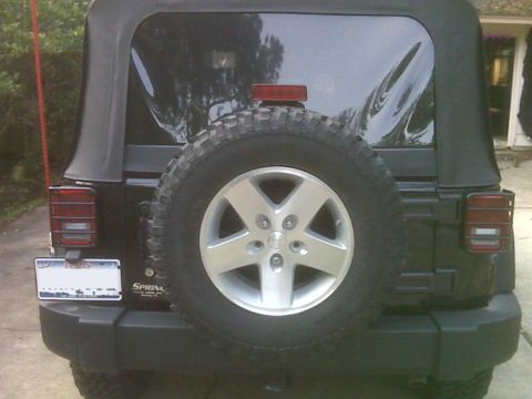 2008 Jeep Wrangler - Rear view of a 2007 Jeep Wrangler showing the spare tire and bumper.