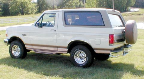 1983 Ford Bronco - This Ford Bronco is parked on a grassy area next to a body of water.
