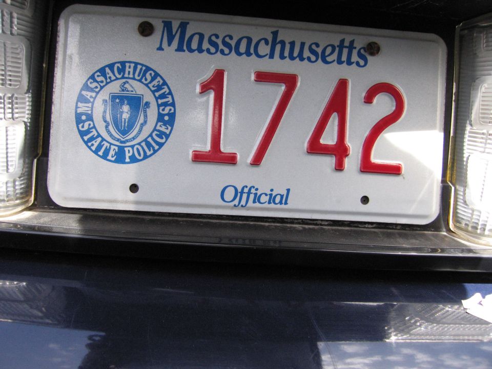 Massachusetts State Police license plate 1742 Official