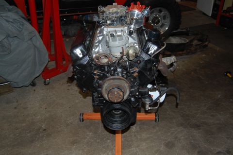 1994 Ford Bronco - Engine on an engine stand, ready for installation or rebuild.