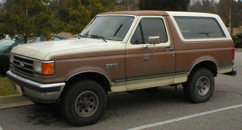1983 Ford Bronco - This Ford Bronco features a two-tone paint scheme with brown and white sections.