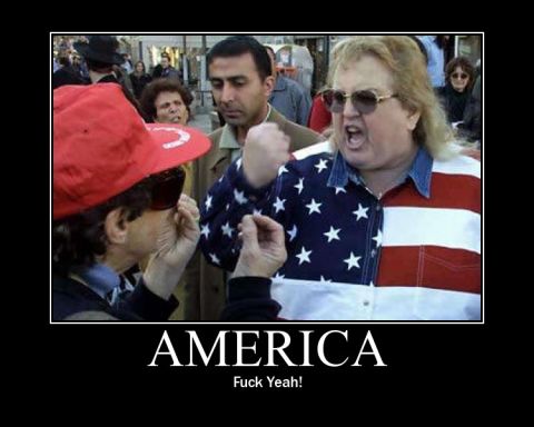 1990 Ford Bronco - This image depicts a confrontation between two individuals, one in an American flag shirt, with text overlay.