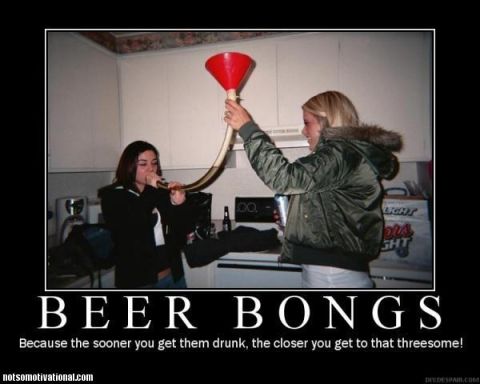 1990 Ford Bronco - This image depicts two women engaged in the use of a beer bong, set against a kitchen backdrop.