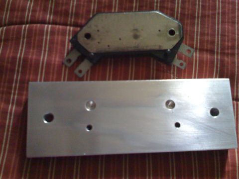 1985 Ford F-150 - Under side of home made heat sink - note clearance holes for 2 pins on HEI module