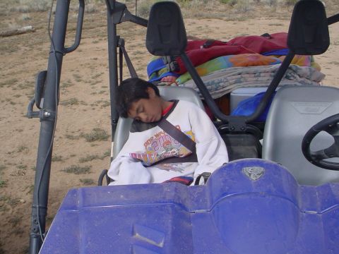 1994 Ford Bronco - This is my 9 yr old son sleeping while riding the mohave trail. His grandpa was not impressed with his co-pilot skills