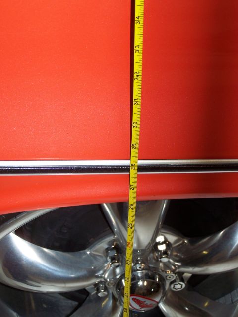 1973 Ford Ranchero - this is the rear fender height with the modified Ford rear coil springs installed; about 26.5" high; the car looks good, but the ride is no…