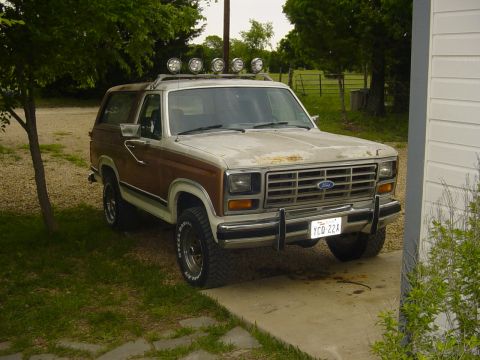 1982 Ford Bronco - This 1980 Ford Bronco has a distinctive grille and wood paneling.