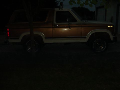 1982 Ford Bronco - This 1980s Ford Bronco is seen from the side in this nighttime photograph.