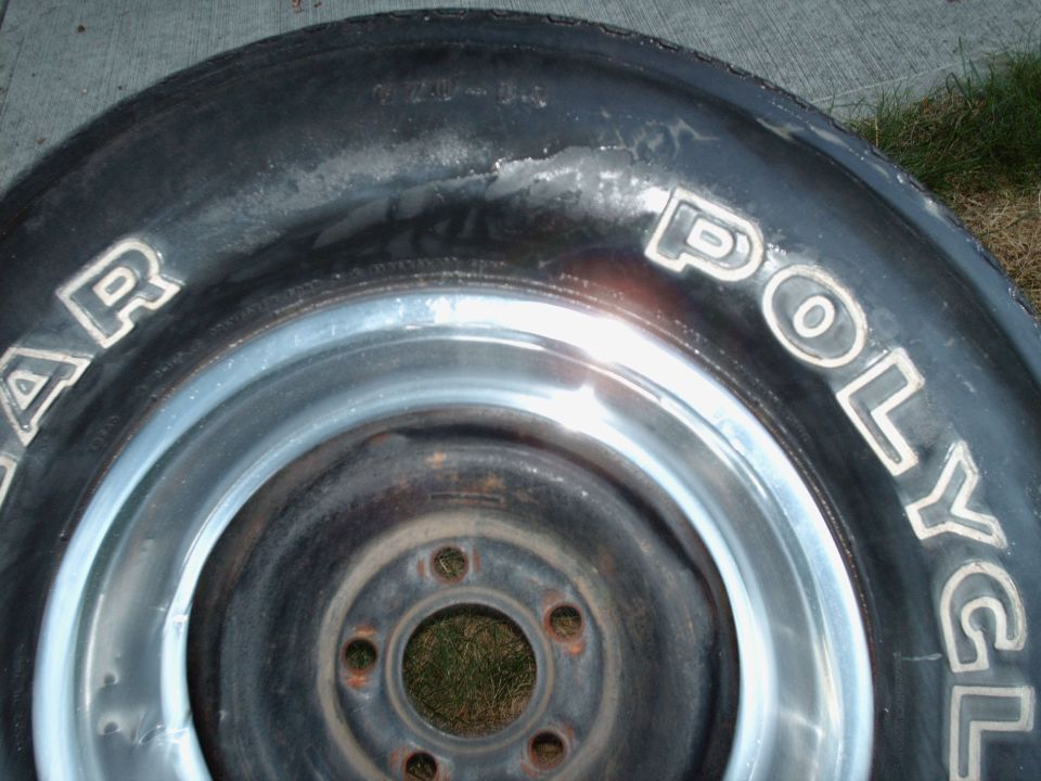 spare tire: G78-14 Goodyear Polyglass bias ply; not sure if this is the original spare tire, I thought Goodyear didn't make the polyglass tires until later in the 70's