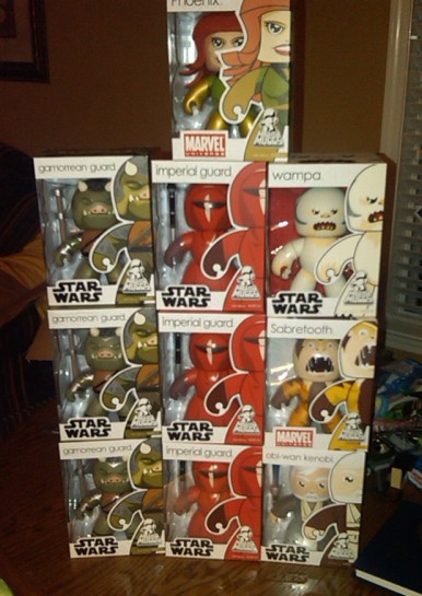 1991 Ford Bronco - Collection of Star Wars and Marvel action figures displayed in their original packaging.