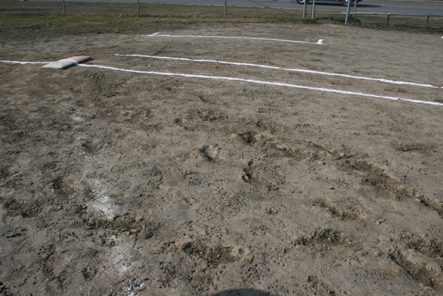 Baseball field with base and foul lines