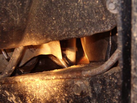 1975 Ford Bronco - The trans dipstick O-rings were leaking, so they've been replaced. It was surprisingly difficult because of the dual exhaust.