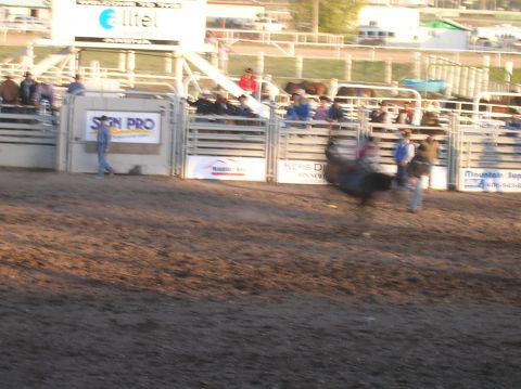 1996 Ford Bronco - Bull riding event captured at a rodeo with action in the arena and crowds watching.
