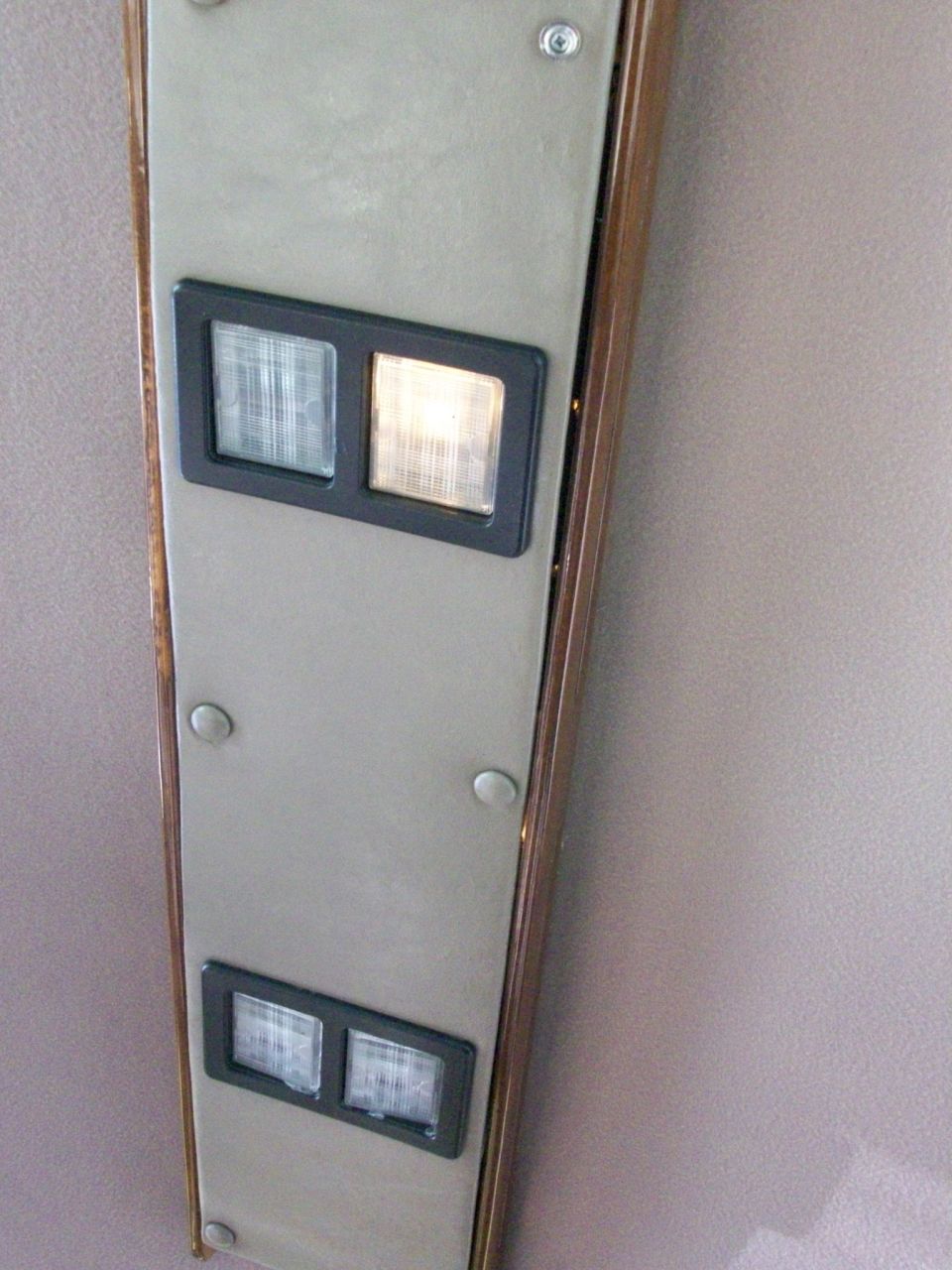 Interior panel with two sets of gauges, one illuminated