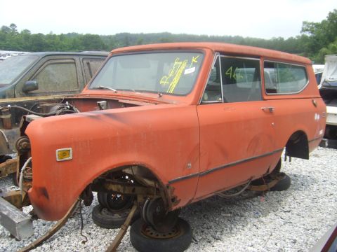1994 Ford Bronco - Junkyard International Scout II, missing major body panels and wheels.