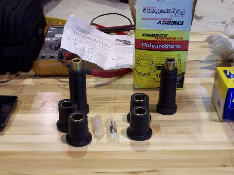 1973 Ford Ranchero - I replaced the A-arm bushings and lower control arm bushings with new polyurethane bushings from Energy Suspension.