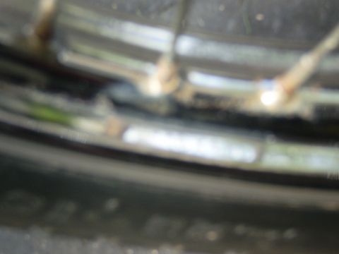 1981 Garelli Rally Sport - Close-up of a motorcycle wheel rim, showing spokes and tire tread.